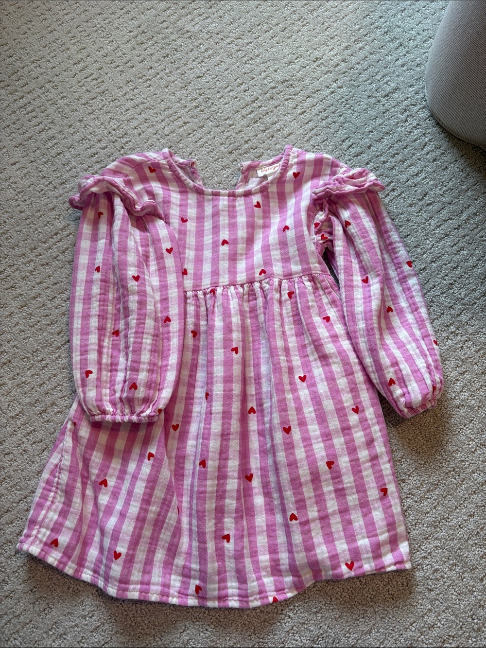 Cat & Jack Pink and Red Striped Heart Dress